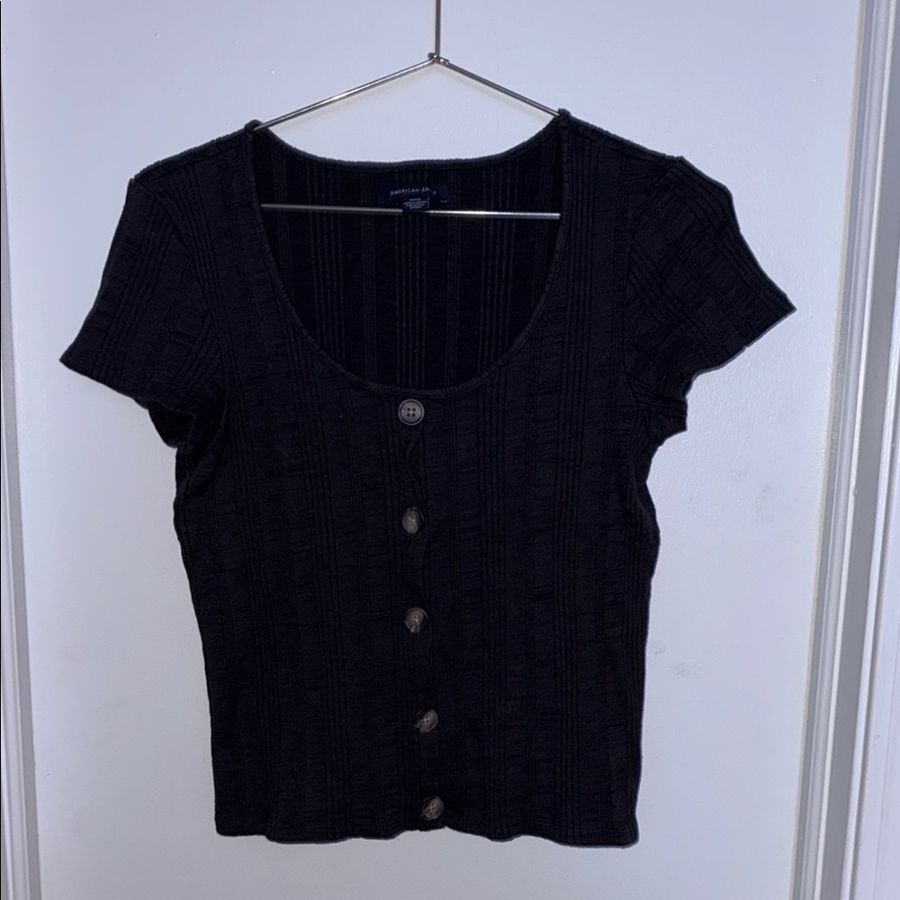 Black Button-Up Women's Top